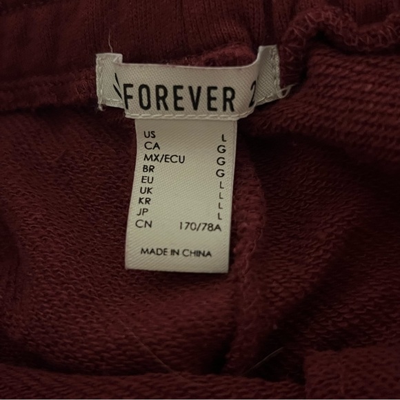 Forever 21 Burgundy Side Snap Joggers Size Large - Picture 4 of 4